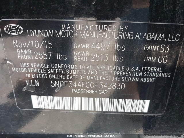 Hyundai Sonata Sport 2016 5NPE34AF0GH342830 Image 9