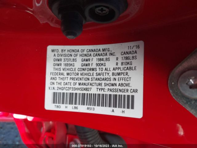 2HGFC2F55HH504827 Honda Civic Sedan Lx