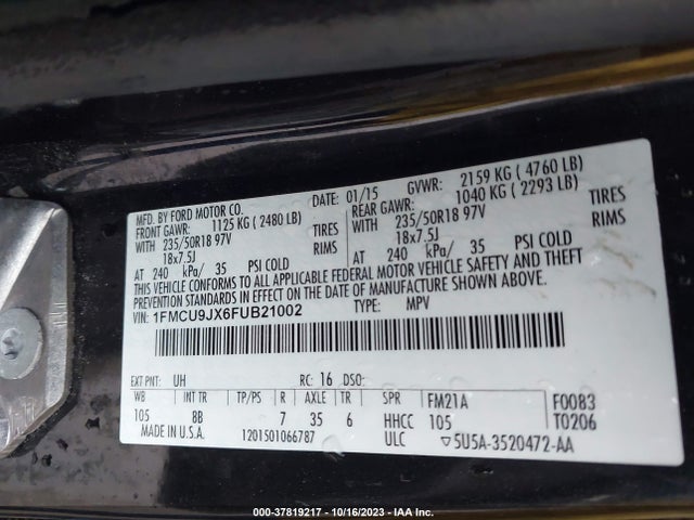 Ford Escape Titanium 2015 1FMCU9JX6FUB21002 Image 9