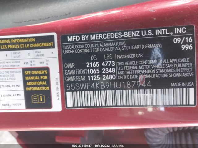 55SWF4KB9HU187944 Mercedes-Benz C-class C 300