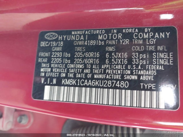 Hyundai Kona Se 2019 KM8K1CAA6KU287480 Image 9