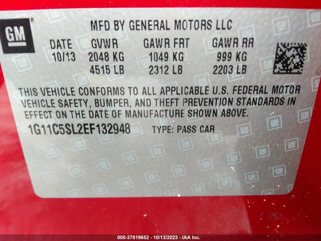 Chevrolet MALIBU 1LT 2014 1G11C5SL2EF132948 Image 9