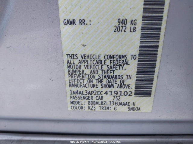 2014 NISSAN ALTIMA 2.5 S VIN: 1N4AL3AP2EC419102