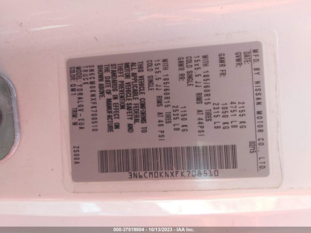 3N6CM0KNXFK708510 Nissan NV200 SV