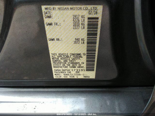 1N4AL3AP5GC173195 Nissan Altima 2.5 Sl