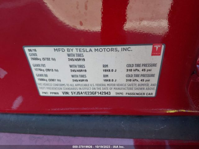 5YJSA1E23GF142943 Tesla Model S 90d/70d/75d/60d/85d