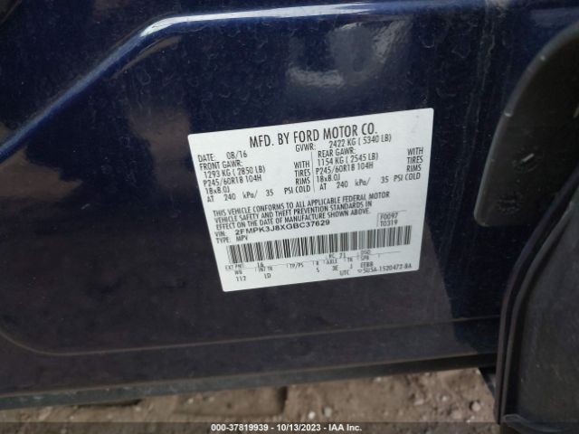 2FMPK3J8XGBC37629 Ford EDGE SEL