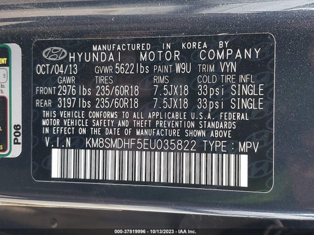 Hyundai Santa Fe Gls 2014 KM8SMDHF5EU035822 Image 9