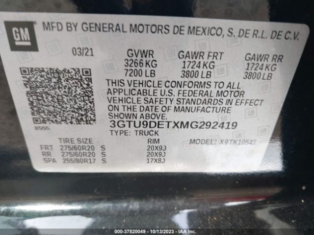 3GTU9DETXMG292419 GMC Sierra 1500 Slt