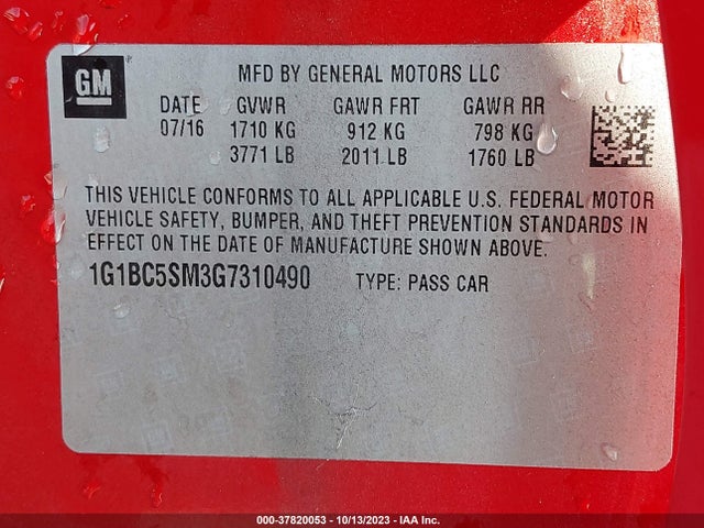 Chevrolet Cruze Ls Auto 2016 1G1BC5SM3G7310490 Image 9