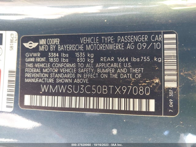 2011 MINI COOPER HARDTOP WMWSU3C50BTX97080 Photo 8