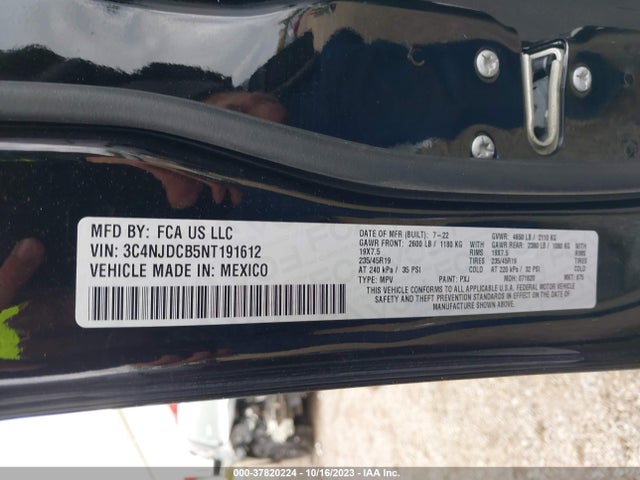 2022 JEEP COMPASS LIMITED VIN: 3C4NJDCB5NT191612
