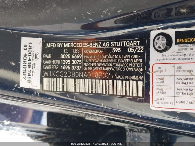 W1KCG2DB0NA018702 Mercedes-Benz Eqs Eqs 450+