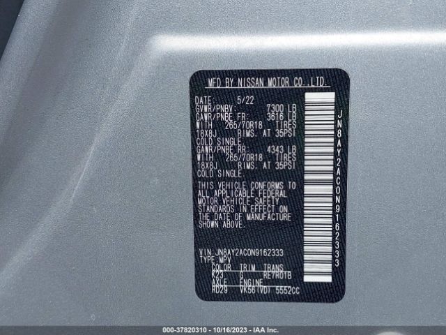JN8AY2AC0N9162333 Nissan ARMADA SV