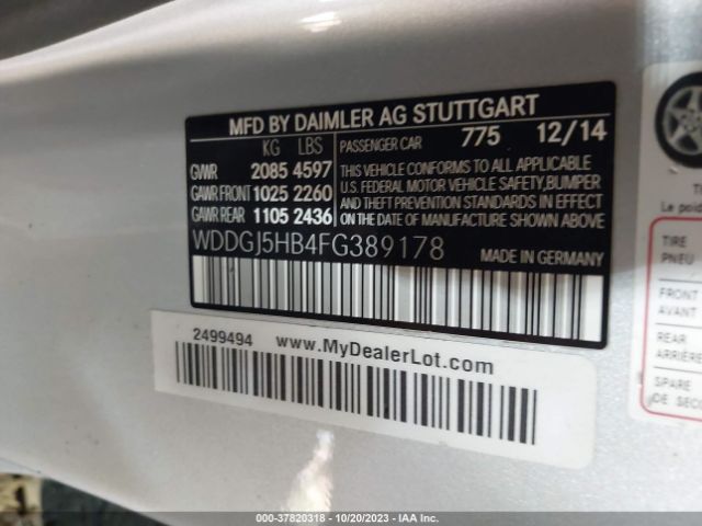 WDDGJ5HB4FG389178 Mercedes-Benz C-class C 350