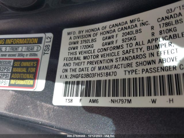 2HGFG3B03FH518470 Honda Civic Coupe Ex-l