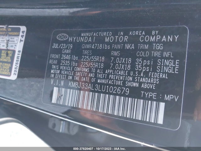 Hyundai TUCSON SEL 2020 KM8J33AL3LU102679 Image 9