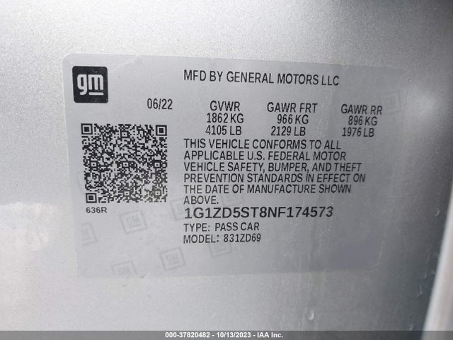 Chevrolet MALIBU LT 2022 1G1ZD5ST8NF174573 Image 9