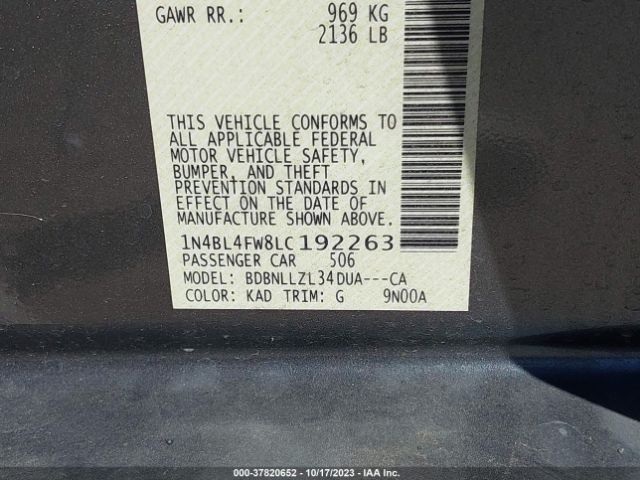 1N4BL4FW8LC192263 Nissan Altima 2.5 Platinum