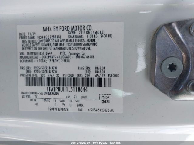 1FATP8UH1L5118644 Ford Mustang Ecoboost