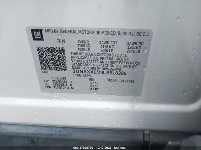 2020 CHEVROLET EQUINOX 3GNAXXEV0LS518286 Photo 8