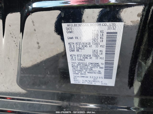 2013 INFINITI JX VIN: 5N1AL0MM5DC325235