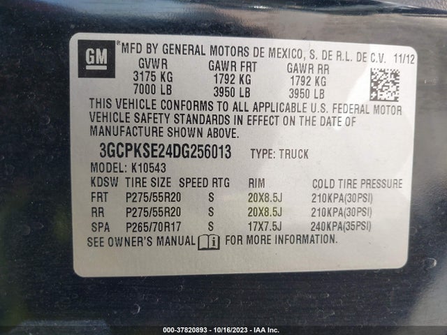 2013 CHEVROLET SILVERADO 1500 LT VIN: 3GCPKSE24DG256013