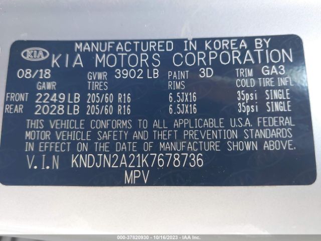 KNDJN2A21K7678736 KIA Soul Base