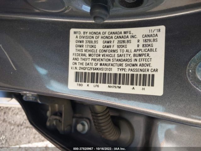 2HGFC2F64KH513101 Honda Civic Sedan Lx