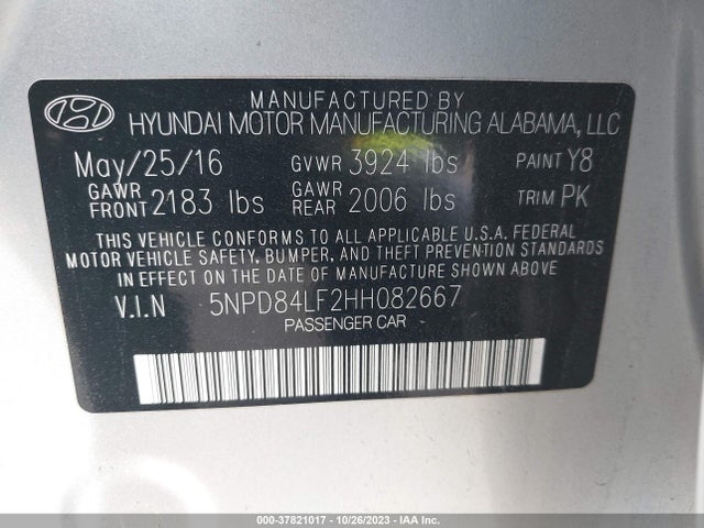 Hyundai ELANTRA SE 2017 5NPD84LF2HH082667 Image 9