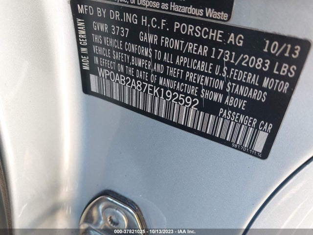 2014 PORSCHE CAYMAN WP0AB2A87EK192592 Photo 8