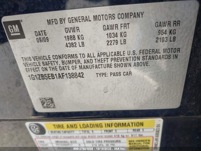 2010 CHEVROLET MALIBU LS W/1LS VIN: 1G1ZB5EB1AF138842