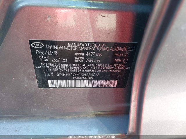 Hyundai SONATA SE 2019 5NPE24AF1KH763726 Image 9