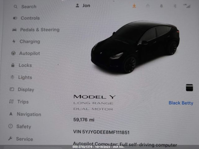 5YJYGDEE8MF111851 Tesla Model Y Long Range