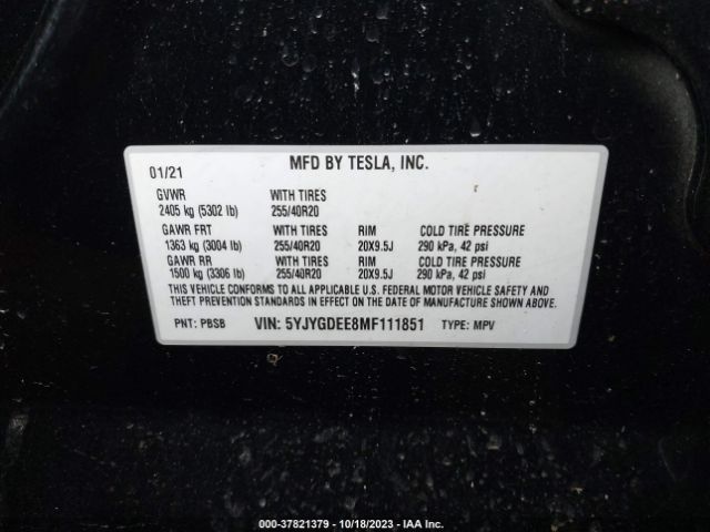 5YJYGDEE8MF111851 Tesla Model Y Long Range