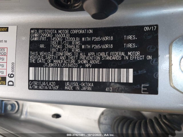 JTJBM7FX1J5184523 Lexus Gx Gx 460