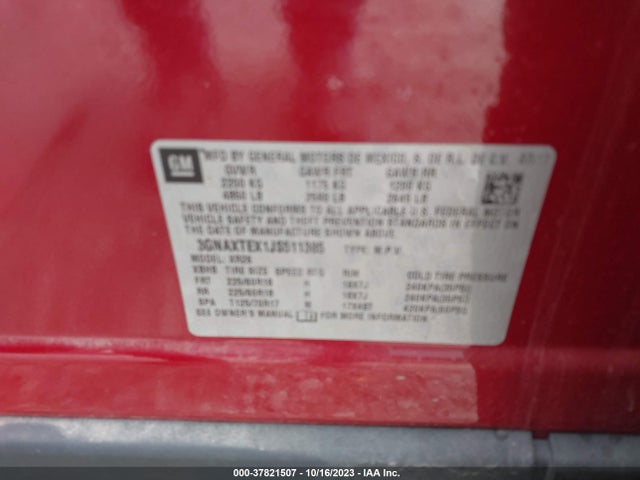 Chevrolet EQUINOX LT 2018 3GNAXTEX1JS511385 Image 9
