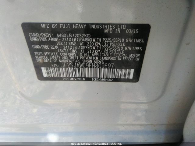 JF2SJAWC9FH809697 Subaru Forester 2.5i Touring
