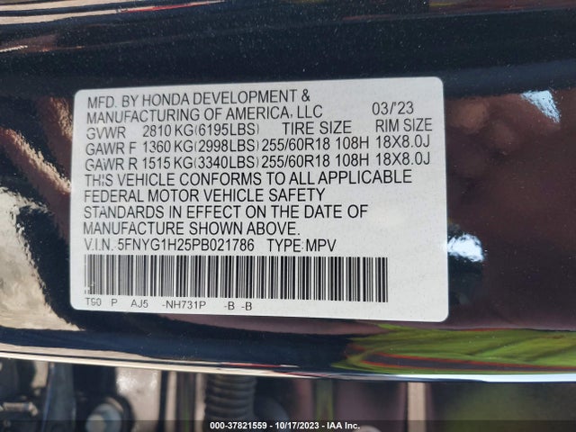 Honda PILOT LX 2023 5FNYG1H25PB021786 Image 9
