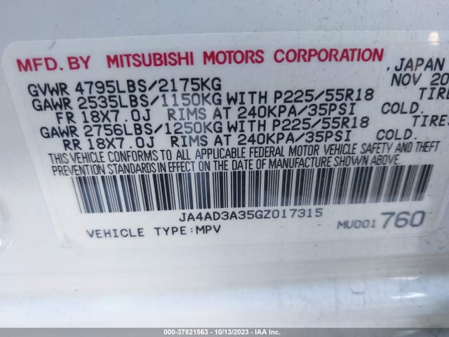 JA4AD3A35GZ017315 Mitsubishi Outlander Se/sel