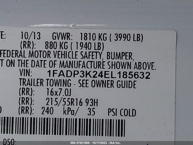 Ford FOCUS SE 2014 1FADP3K24EL185632 Image 9