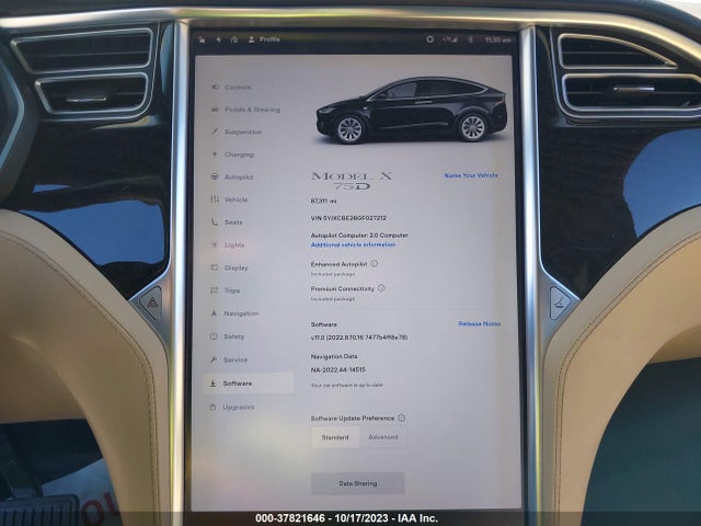 2016 TESLA MODEL X 60D/70D/75D/90D/P100D VIN: 5YJXCBE26GF027212