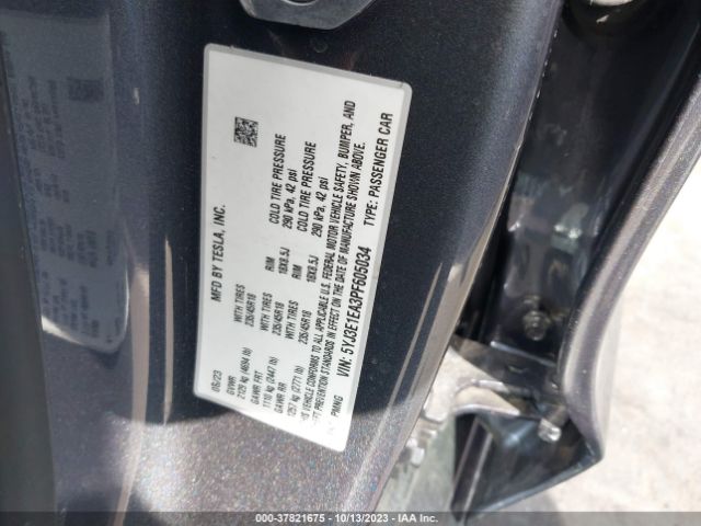 5YJ3E1EA3PF605034 Tesla MODEL 3