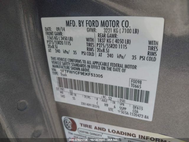 1FTFW1CF9EKF53305 Ford F-150 Xl/stx/xlt/fx2/lariat