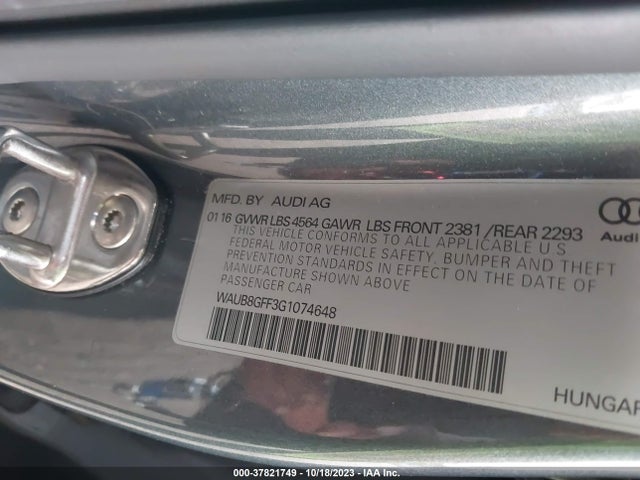 WAUB8GFF3G1074648 Audi A3 2.0t Premium