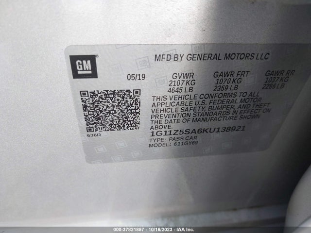 Chevrolet IMPALA LT 2019 1G11Z5SA6KU138921 Image 9