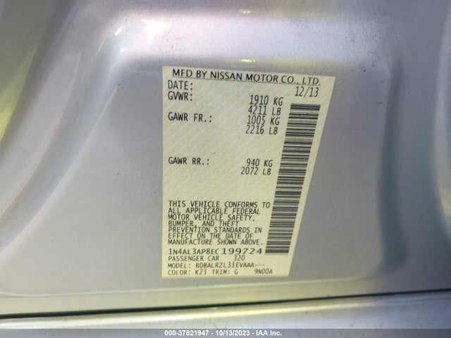 2014 NISSAN ALTIMA 2.5 S VIN: 1N4AL3AP8EC199724