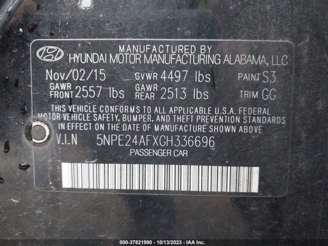 Hyundai Sonata 2.4l Se 2016 5NPE24AFXGH336696 Image 9