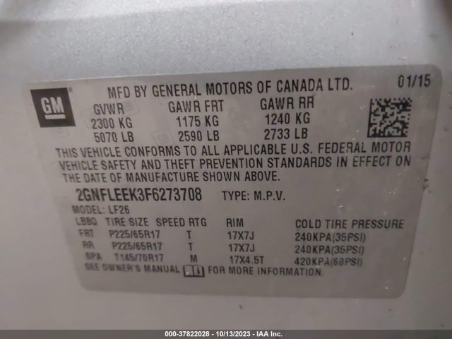 Chevrolet EQUINOX LS 2015 2GNFLEEK3F6273708 Image 9