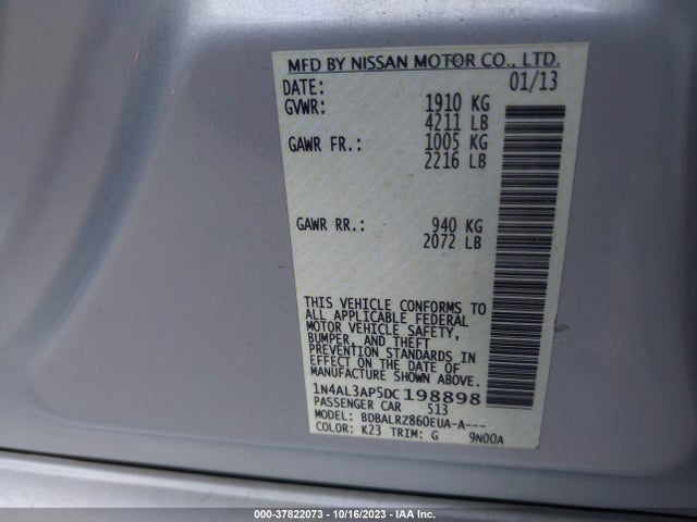 2013 NISSAN ALTIMA 2.5 S VIN: 1N4AL3AP5DC198898